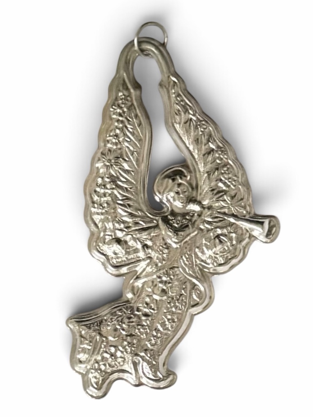 Kirk Stieff Vintage Pewter Repousse Guardian Angel Christmas Ornament 1992